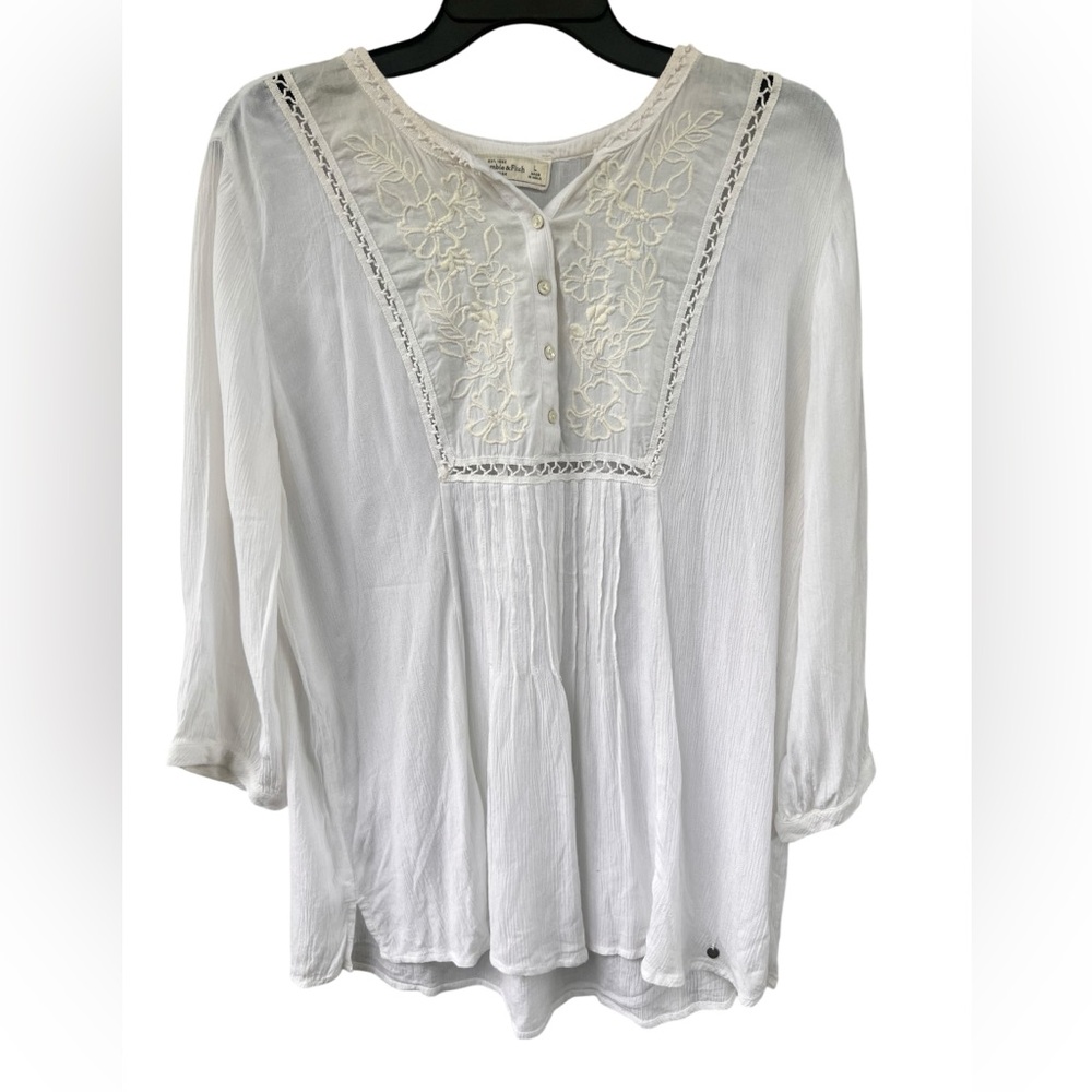 American Eagle White embroidered Tunic Top | Size Large